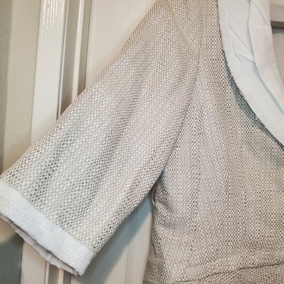 Soft Surroundings Beige Tweed Blazer Linen Blend Sz L - Picture 3 of 11